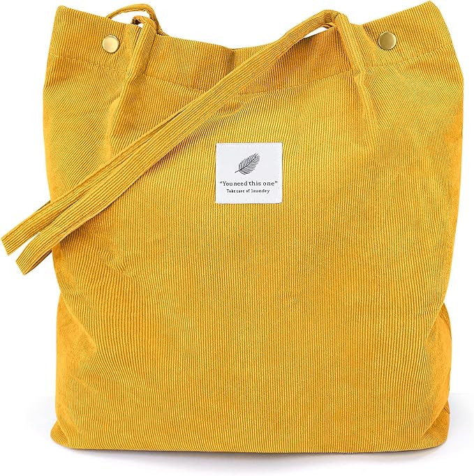 LHMTQVK Corduroy Tote Bags for Women, Large Capacity Tote Purse Reusable Grocery Shoulder Bag with Inner Pockets by LHMTQVK