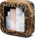 Small Makeup Bag Clear Mini Pouch Cosmetic Case Travel Leopard Make Up Bag for Purse Accessories Cheetah Print Travel Clear Case for Car Essentials Women Cute Leather Little Cosmetic Pouch with Zipper by POPVIBE