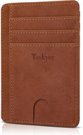 Teskyer Slim Minimalist Wallet for Men, RFID Front Pocket Card Holder | Ultra Slim Front Pocket Design, 8 Card Slots, RFID Protection, Smooth Faux Leather for Everyday Carry by TESKYER