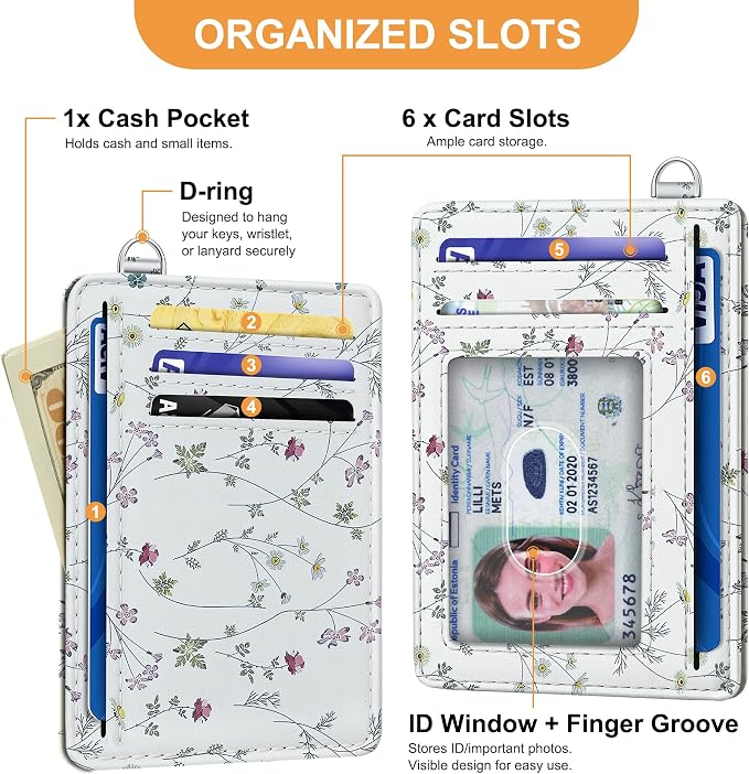SEAVILIA Small Credit Card Holder for Women, Slim RFID Blocking Wallet | Cute Mini ID Card Case, Thin Minimalist Pocket Wallet, Gift for Girls, Floral - Image 5
