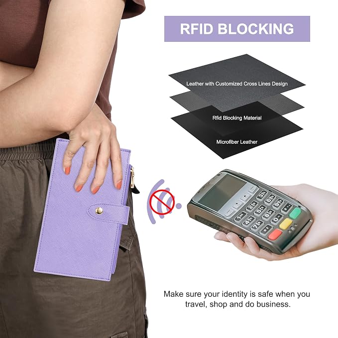 Travelambo RFID Wallet Women Large Size Bifold Multi Card Wallet Case with Zipper Pocke Credit Card Holder for Women - Image 4