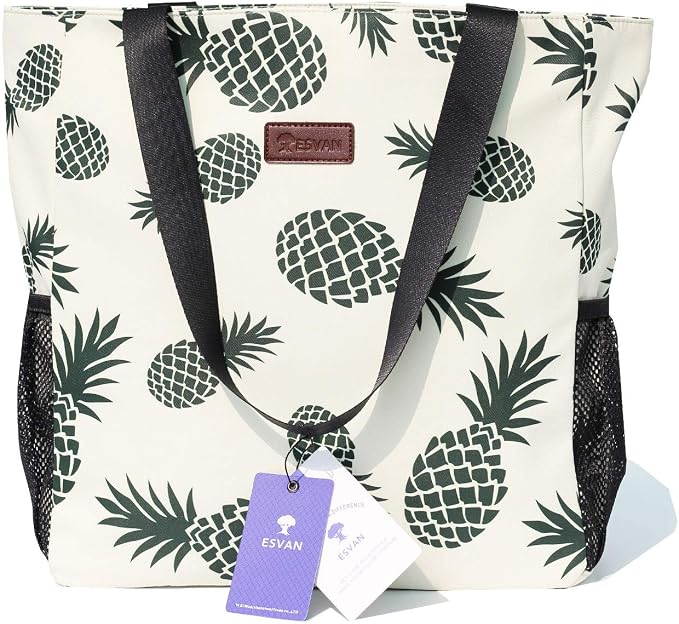 ESVAN Original Floral Water Resistant Large Tote Bag Shoulder Bag for Gym Beach Travel Daily Bags Upgraded - Image 4