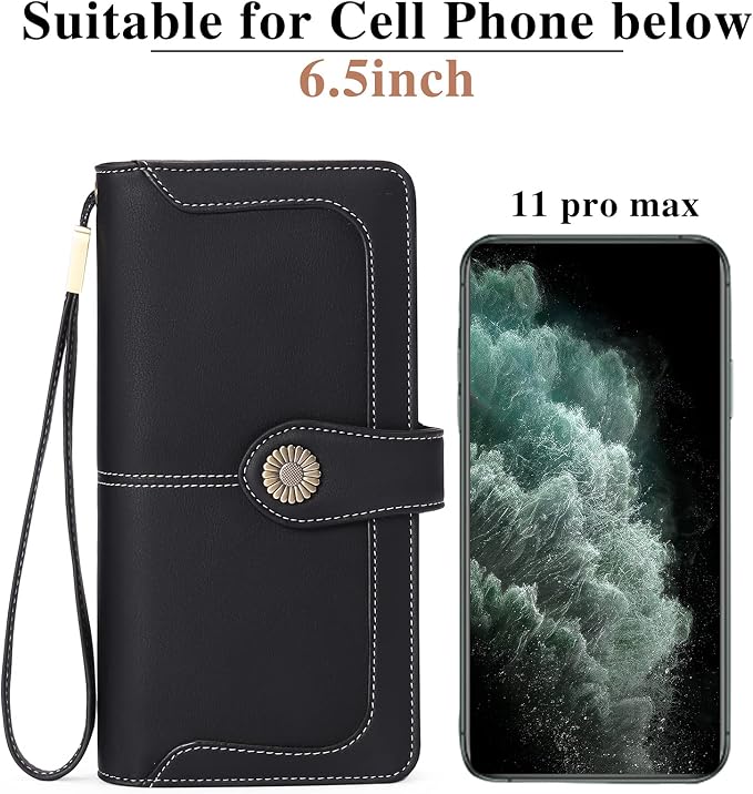 Wallets for Women Trifold Wristlet Wallets Large Capacity RFID Blocking Ladies Purse Credit Card Holder - Image 5