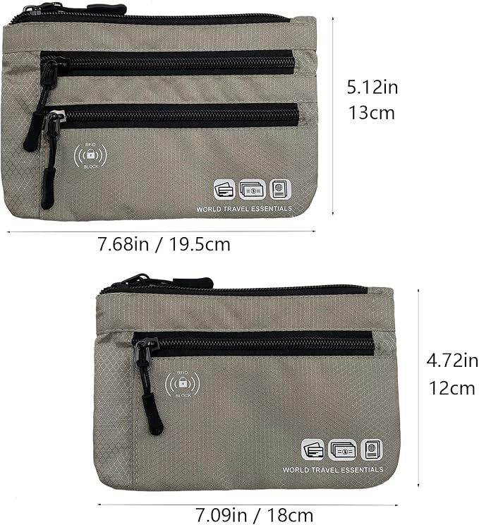 Passport Holder Bag Travel Wallet RFID Blocking Pouches, Two-Piece Set | Currency and Passport Organizer, Travel Essentials Pouch for Men Women, Ultra-slim, Lightweight - Image 8