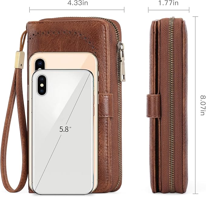 GAEKEAO Leather Credit Card Holder Wallet for Women RFID Blocking Large Capacity Bifold Zipper Card Case Organizer with Wristlet 45 Slots - Image 3