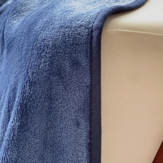 Travel Blanket Pillow 60x50 Inches Rolled Premium Soft Plush Airplane Throw Traveling Essentials Compact in a Bag Essential Gifts for Women & Toddler Airplane Accessories (Navy Blue) - Image 5