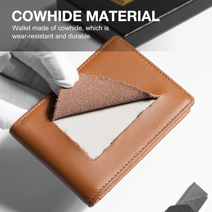 GSOIAX Slim Wallet for Men Rfid Blocking Leather Bifold Front Pocket Carbon Fiber Men's Money Clips Credit Card Holder With Gift Box - Image 6