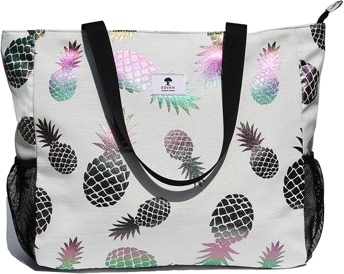 ESVAN LARGE BEACH BAG Water Resistant Lightweight 20 inch Women Oversize Tote Bag for Gym Beach Travel Pool Yoga Nurse - Image 3