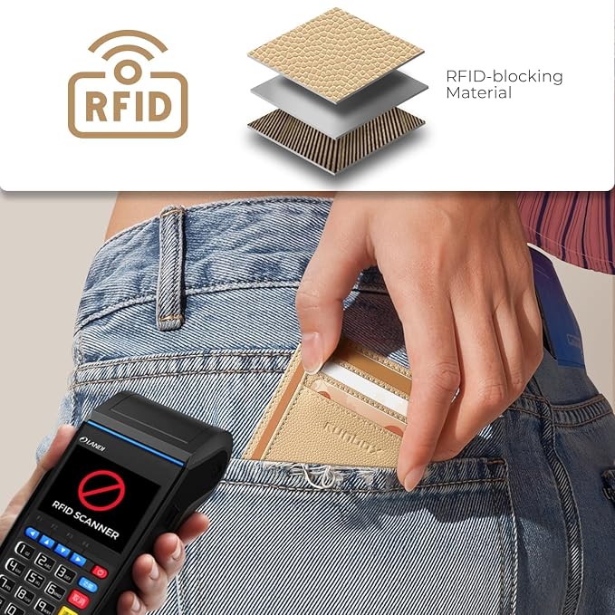 RUNBOX Slim Wallet for Men and Women, RFID Blocking Leather Card Holder | Minimalist 8-slot design fits IDs and credit cards in a thin profile for front pockets, purses, pants and travel - Image 5