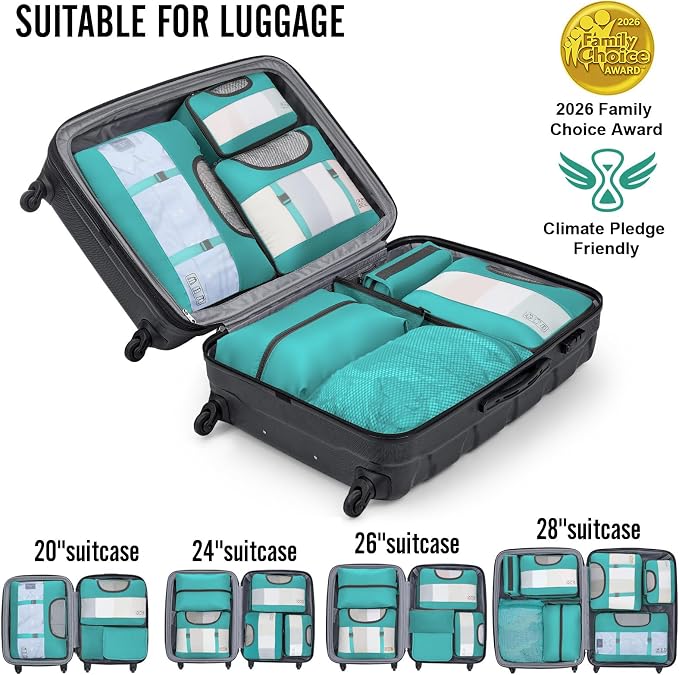 Veken 8 Set Packing Cubes for Travel Essentials, Suitcase Organizer Bags in 4 Sizes, Carry-On Luggage Accessories with Laundry Bag, Airplane Must Have with 99-Count Mesh Holes - Image 6