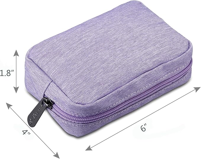 E-Tree Small Makeup Bag, Cosmetic Toiletry Skin Care Make up Little Items Pouch for Purse, Zipper Mini Tech Charger Cable Electronic Organizer Case, Travel Accessories for Women Men Teen, Purple - Image 2