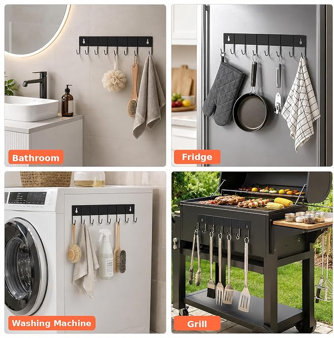 SMRCAD Metal Magnetic Spice Rack 4 Pack with Hook – Heavy-Duty | Iron construction, dust-resistant, fits condiment bottles, includes screws for optional wall mount - Image 4