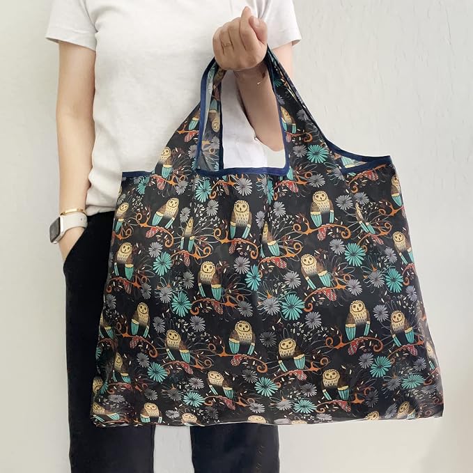 allydrew Large Foldable Tote Nylon Reusable Grocery Bags - Image 3