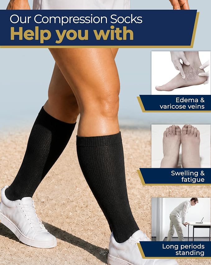 Pembrook Plus Size Compression Socks for Women Wide Calf - 3 Pairs, 20-30mmHg Extra Wide Calf Compression Socks, Up to 4XL - Image 7