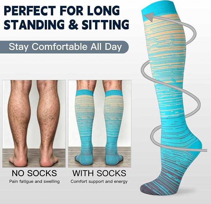 3 Pairs Compression Socks for Women Men 20-30mmhg Knee High Stocking for Sports Running Travel Nurses - Image 7