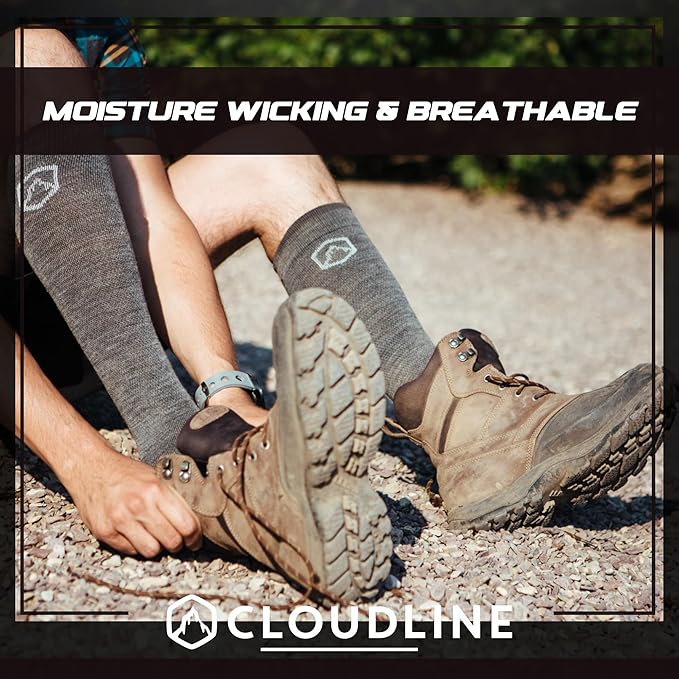 CloudLine - Merino Wool Graduated Compression Socks for Men and Women - Ultralight, Moisture Wicking, Made in USA - 1 Pair - Image 6