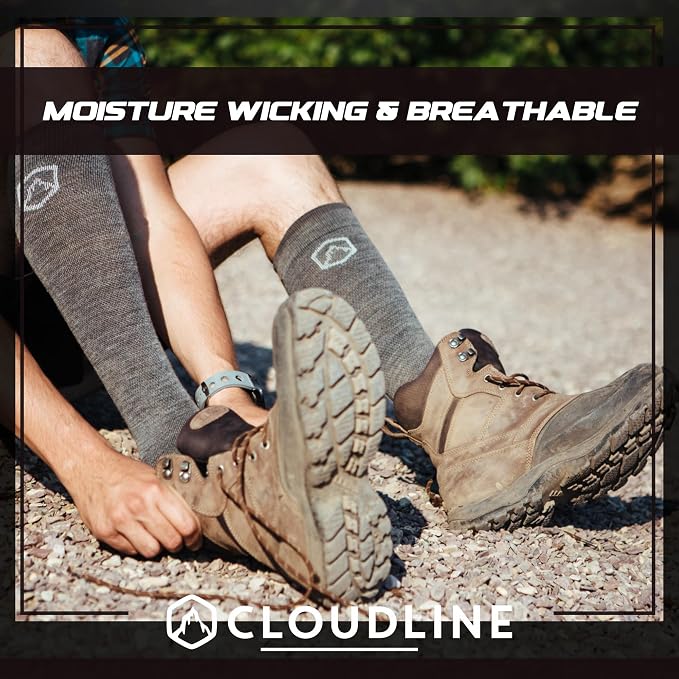 CloudLine - Merino Wool Graduated Compression Socks for Men and Women - Ultralight, Moisture Wicking, Made in USA - 1 Pair - Image 6