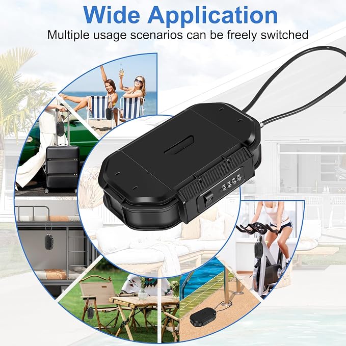 ZHEGE Portable Travel Safe Lock Box Waterproof, Small Beach Safe (Black) | Removable Cable (22.4 in), 4 Digit Code, Suitable for Vacation, College Dorm, Home, Hotel, Pool, Surfing, Camping - Image 6