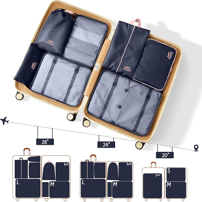 Packing Cubes for Travel - 8 Set Luggage Organizer Bags for Family, Mesh Breathable Packing Cubes for Suitcases Durable Travel Essentials Bags Set - Image 3
