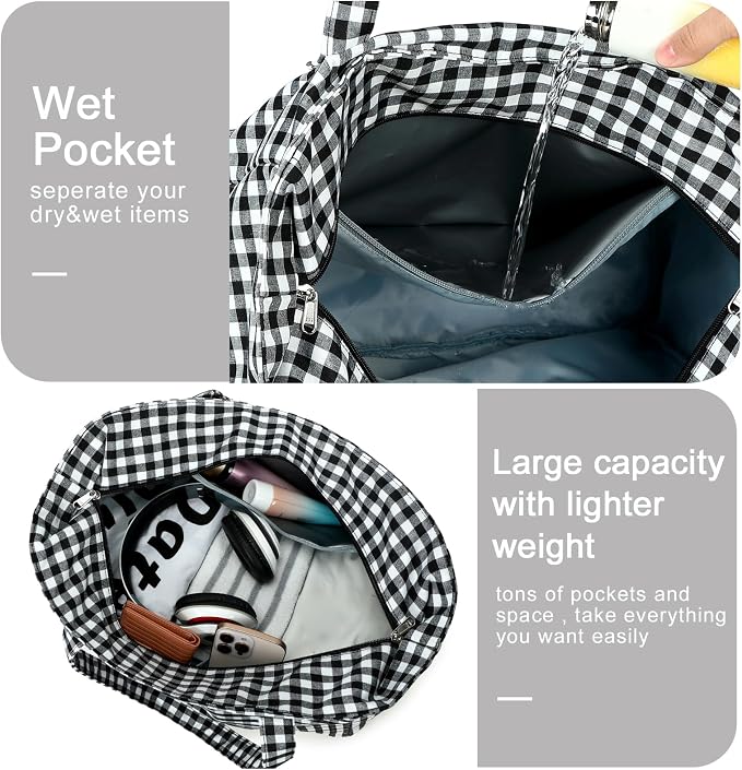 Bluboon Beach Bags for Women, Large Waterproof Tote Bag With Wet Compartment for Pool Weekender Travel Gym - Image 4