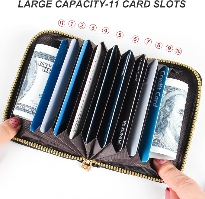 Credit Card Wallet, RFID Card Case Wallet, Zipper Card Cases Holder for Men Women, RFID Blocking, KeyChain Wallet, Compact Size Card Organizer Case for Women - Image 2