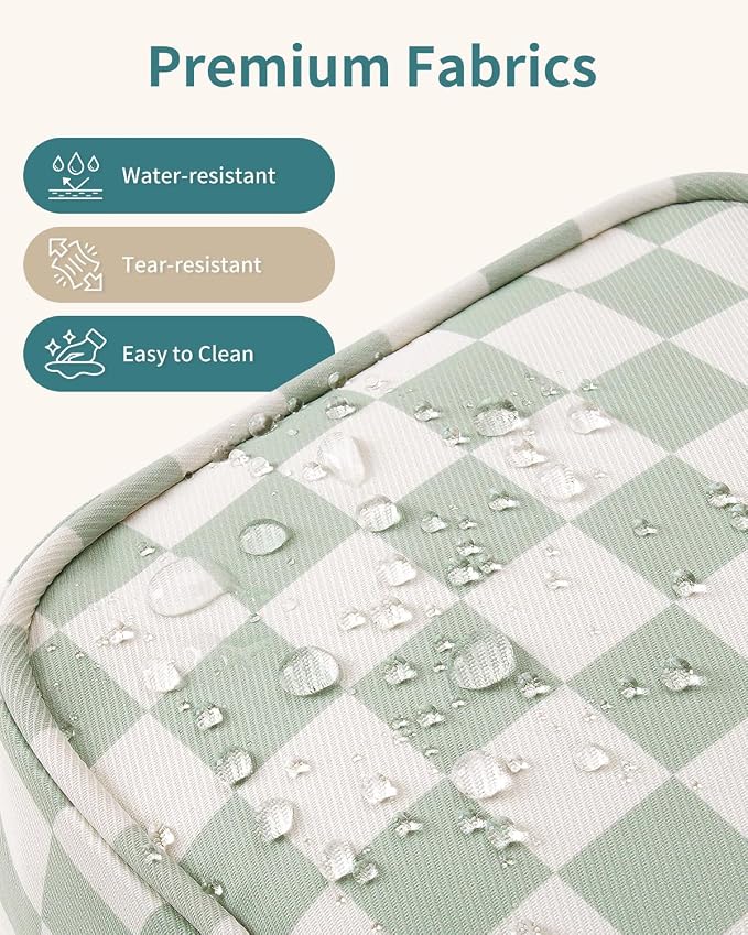 Narwey Travel Toiletry Bag for Women Traveling Dopp Kit Travel Bag for Toiletries Cosmetic Bag Makeup Bag Medicine Bag for Traveling (Mint Green Checkerboard) - Image 4