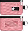 Minimalist RFID Blocking Small Wallet with ID Window,WaterResistant Zip Id Case Wallet with Lanyard Keychain for Cards,Cash,Travel,Women,Men (Pink) by CCUMI