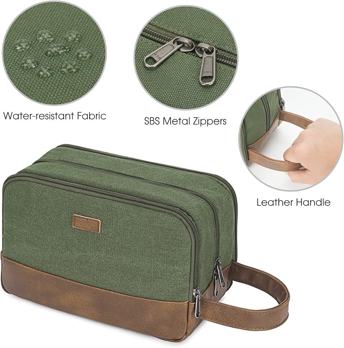 WANDF Travel Toiletry Bag for Men, Canvas Shaving Dopp Kit | Wet Separation, Water-Resistant Fabric, Travel Bag for Toiletries, Shaving Accessories, Weekend Trips - Image 4