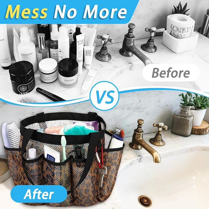 Fammart Mesh Shower Caddy Portable for College Dorm Room Essentials, 8-Pocket Large Shower Basket Tote Bag with 2 Handles for Toiletry, Bathroom, Beach, Camp, Gym - Image 6