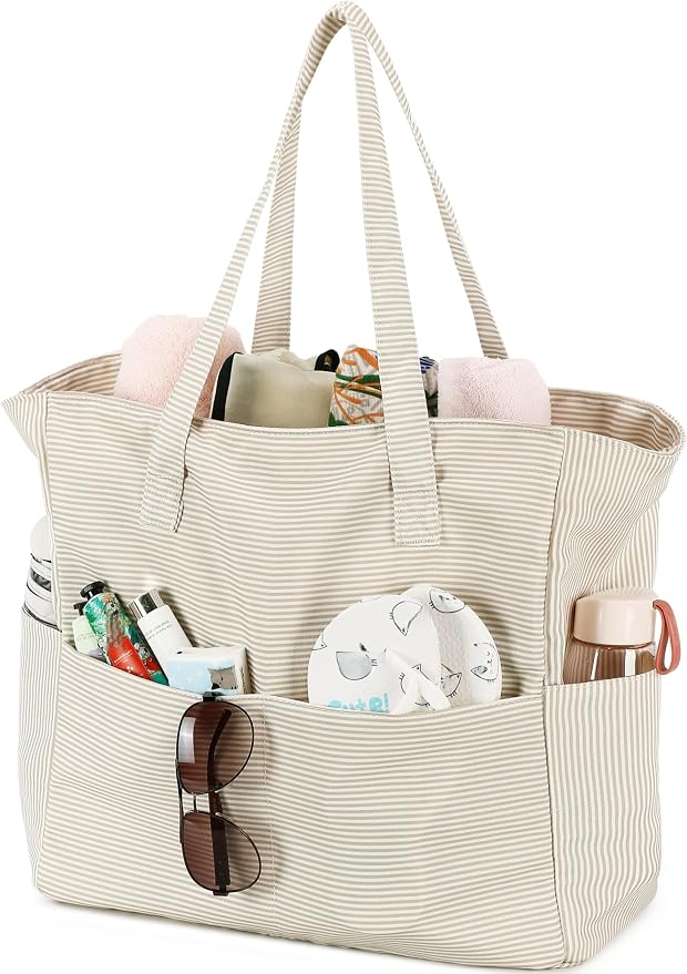 LEDAOU Large Beach Bag for Women, Waterproof Sandproof Tote Bag with Zipper | 36L Pool and Swim bag with Zipper, Wet/Dry pocket and 7 Pockets for Beach Days, Cruises, Vacations and Family travel - Image 8