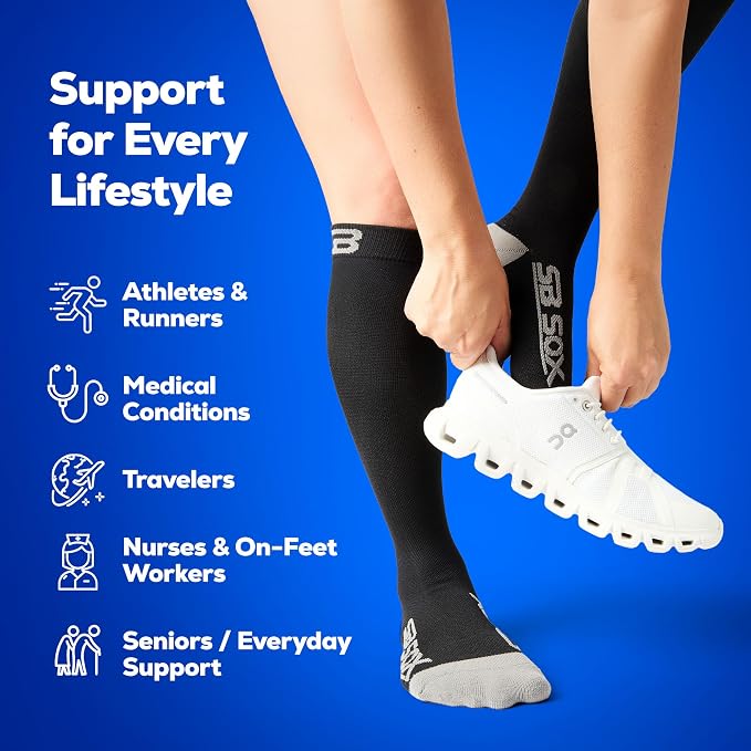 SB SOX Compression Socks for Men & Women (20-30mmHg) | Best Quality Compression Socks for Flying, Medical, Sports, Wide Calf Fit, Pregnancy, and Daily Wear. Trusted since 2016. - Image 3