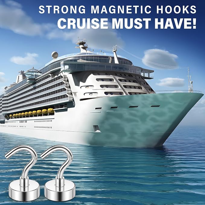FINDMAG Strong Magnetic Hooks, 30LB+ Magnets with Hooks, 20 Pack, Silver | Heavy Duty Neodymium Magnetic Hooks for Cruise Cabins, Refrigerator, Home, Kitchen, Metal Hooks for Cruise Ship Walls - Image 2