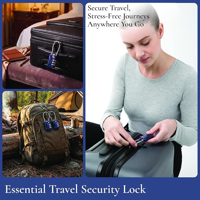 Brookstone Cable Luggage Locks, 2 Pack, TSA Approved, Resettable | 3-Digit Combination Lets You Set Your Own Code, Slim Design Threads Through Zippers or Straps, Great for Bags - Image 5