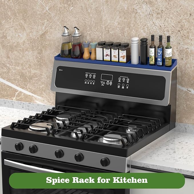 Stove Top Shelf 30Inch-Silicone Material Magnetic Shelf for Stove-Navy Blue | 3 Functional Partitions,Heat Resistant Kitchen Spice Rack Organizer - Image 7