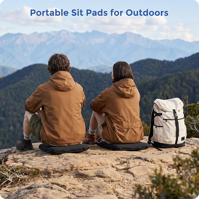 Inflatable Airplane Seat Cushion for Long Sitting Travel & Stadium | 2" memory foam core, portable & foldable, firmness adjustable, outdoor camping hiking & bleacher sit pad, flying accessories - Image 7