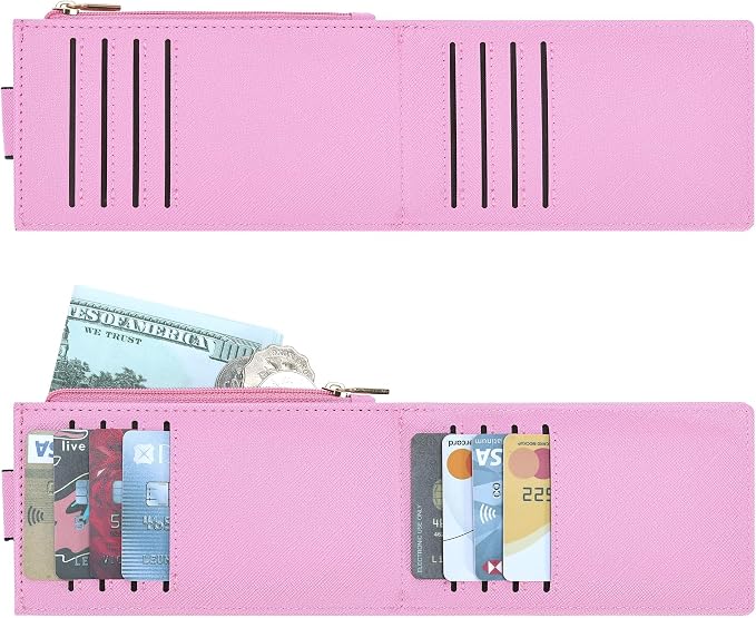 Chelmon Women's RFID Slim Card Holder Wallet | Thin Bifold Multi Card Case with Zipper Coin Pocket Purse for Women(Pink) - Image 4
