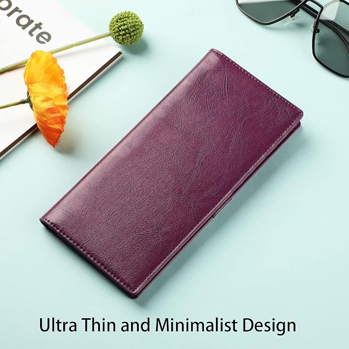 Ultra Slim Thin Leather Women Wallet RFID Blocking Credit Card Holder Bifold Long Ladies Billfold - Image 2