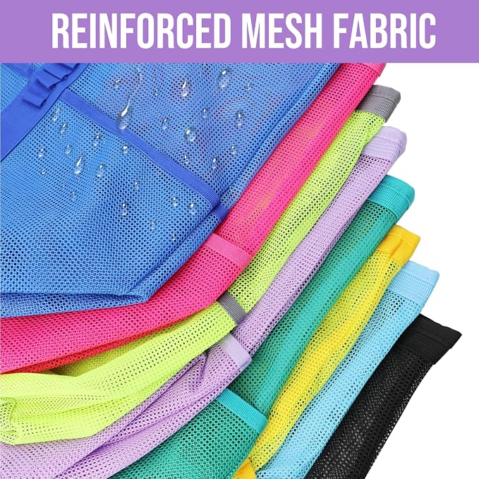 Large Mesh Beach Tote Bag, 9-Pocket Foldable Summer Vacation Beach Bag for Travel, Pool, Gym, Cruise - Image 7
