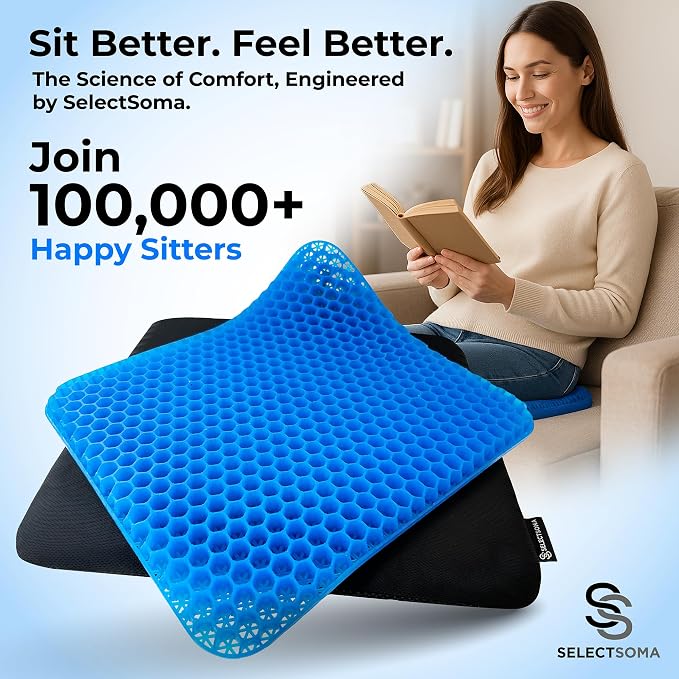Gel Seat Cushion for Long Sitting, Pressure Relief for Sciatica, Tailbone, Coccyx & Back Pain, Office Chair, Wheelchair, Car & Truck – Standard Size Blue Gel - Image 9