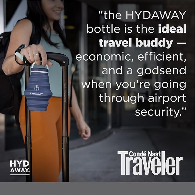 HYDAWAY 25oz Collapsible Water Bottle, Packable Leakproof for Travel | Large capacity design. Folds flat for carry-ons, day bags, hiking packs. Leakproof, BPA-free. - Image 7