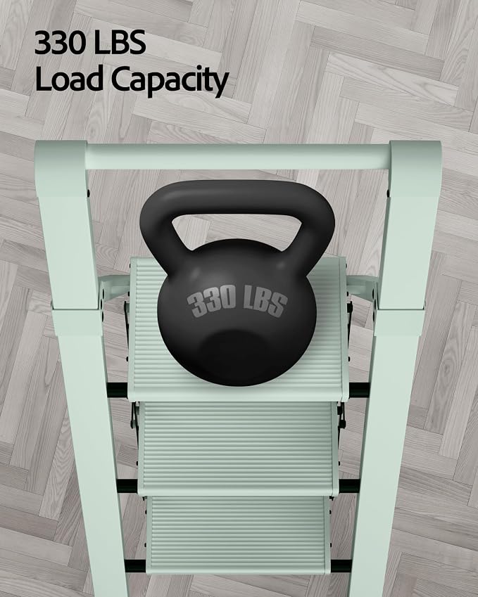 Taranta 3 Step Ladder,Aluminum Step Stool Foldable-Fairyland Green | Lightweight Folding Ladder with Handgrip,Wide Top Pedal,330lbs Capacity Stepladder for Home,Office,Kitchen - Image 4