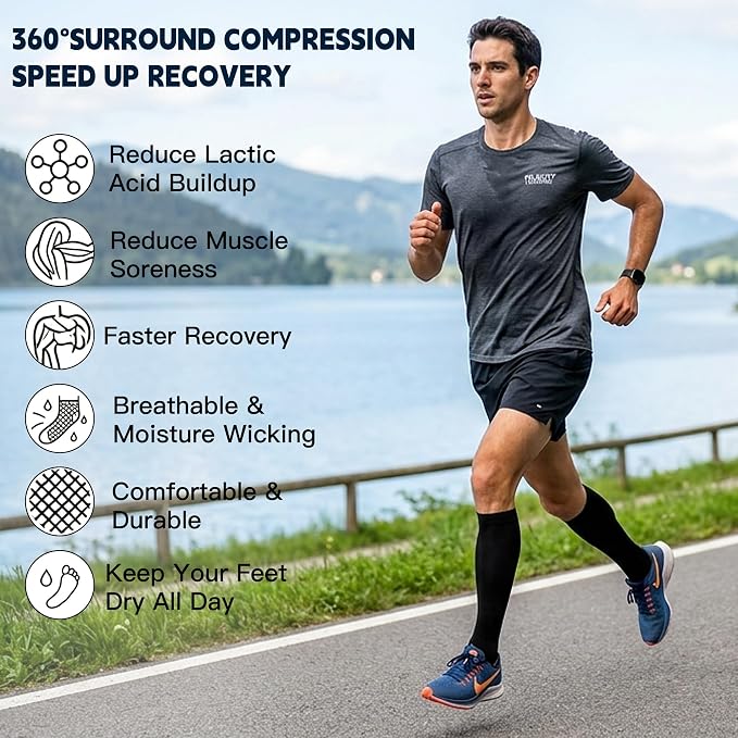 7 Pairs Copper Compression Socks for Men Women 20-30 mmHg Knee High Socks | S/M to XXL Fit, Copper Fiber, Graduated Compression, Circulation Support, Moisture Wicking, Tired Legs & Swelling Relief - Image 6