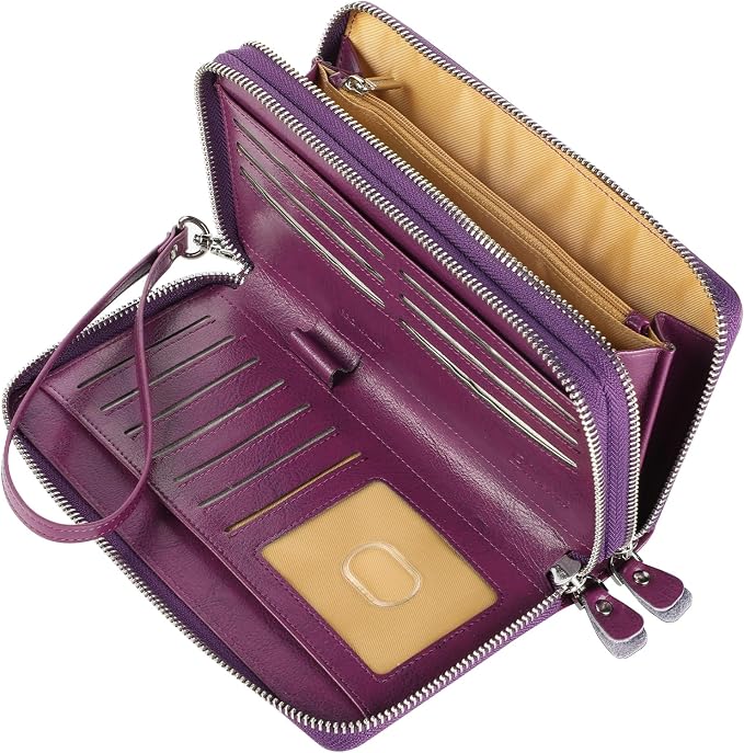 Small Compact Women Wallet RFID Blocking Genuine Leather Bifold Purse with ID Windows - Image 5