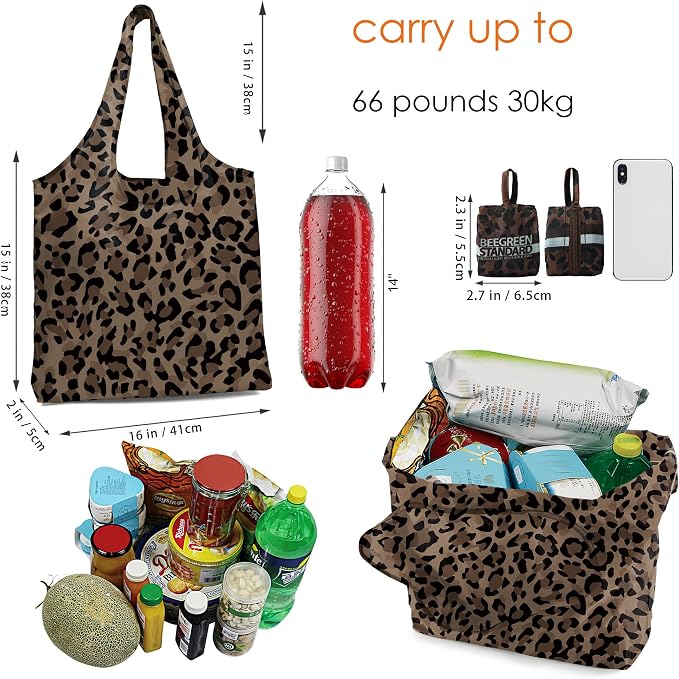BeeGreen Reusable Grocery Shopping Bag -Travel Tote Bag - Foldable Compact Sturdy Bags - Image 4