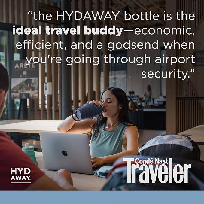 HYDAWAY 25oz Collapsible Water Bottle, Packable Leakproof for Travel | Large capacity design. Folds flat for carry-ons, day bags, hiking packs. Leakproof, BPA-free. - Image 6