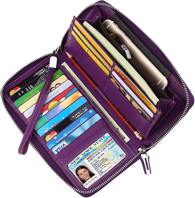 Small Compact Women Wallet RFID Blocking Genuine Leather Bifold Purse with ID Windows by Lavemi