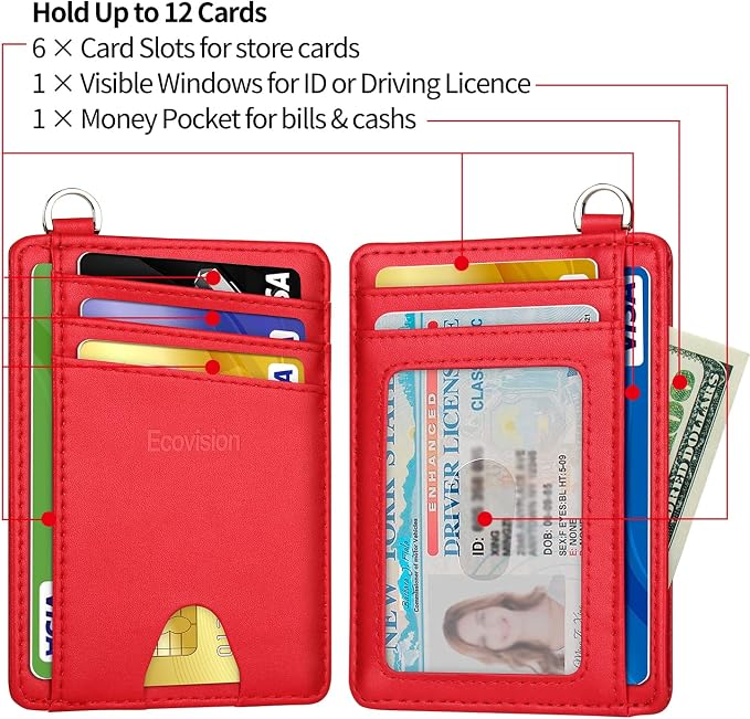 Slim Minimalist Front Pocket Wallet, RFID Blocking Credit Card Holder Wallet with Detachable D-Shackle for Men Women - Image 5