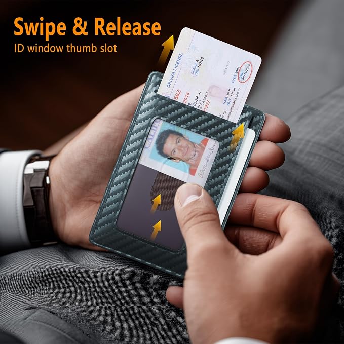 Travelambo Slim Minimalist Wallet for Men, RFID Blocking Credit Card Holder, Front Pocket ID Card Case, Gifts for Men, Husband, Boyfriend, Teenage - Image 6