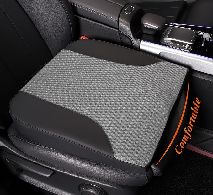 kingphenix Memory Foam Car Seat Cushion for Driving Comfort and Office Use | Coccyx&Lower Back Pressure Relief, Non-Slip 4D Mesh Seat Cushion for Car, Truck, SUV, Long Drives & Office Chair, Black Gray by kingphenix