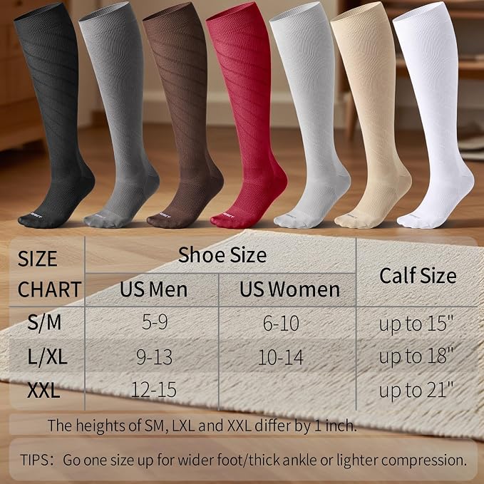 Seamless Moderate Compression Socks for Women & Men 15-20 mmHg - Knee High Support for Circulation, Fatigue Relief - Image 6